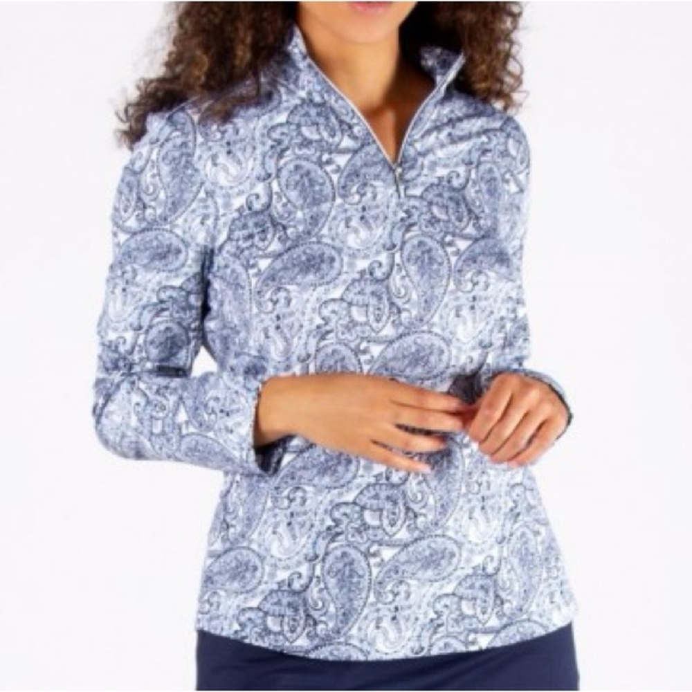 NVOSPORT Paisley 1/4 zip‎ golf sweater UPF 50+ Size Large